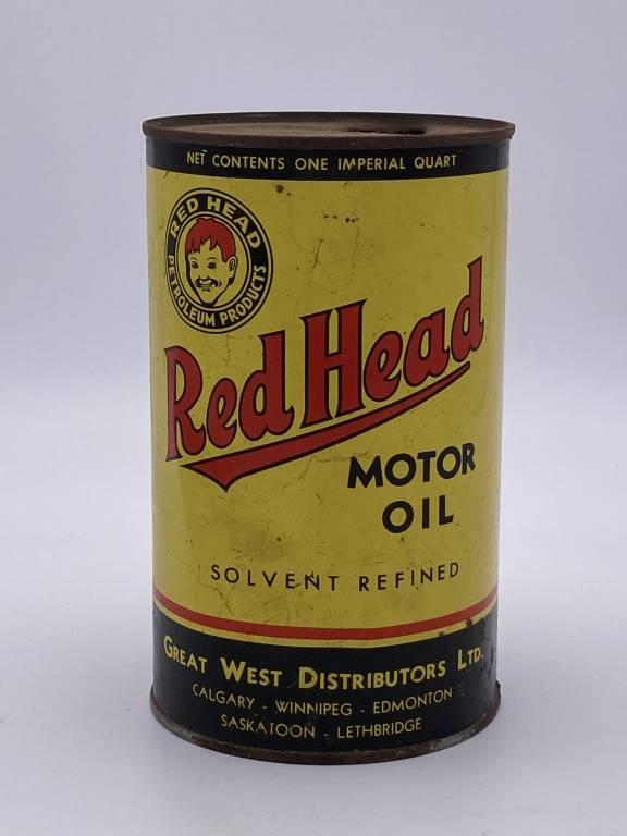 Red Head Motor Oil Imperial 1 Quart Metal Can TAC 8