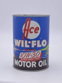 Ace Wil-Flo Motor Oil 1 Quart Metal Can TAC 9 & 8