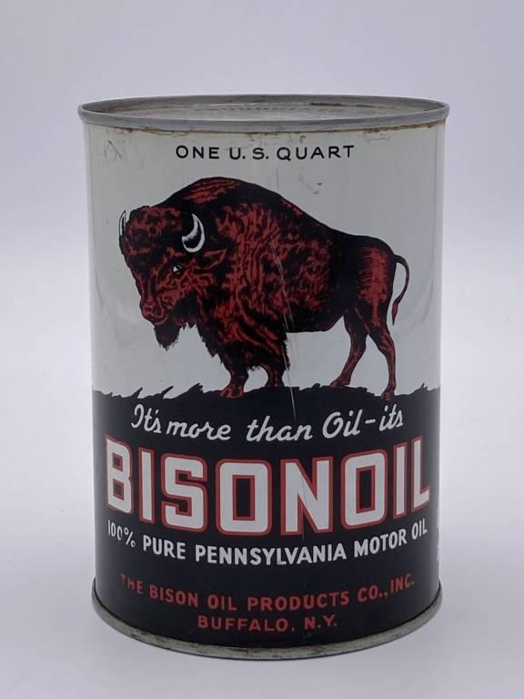 Bisonoil Motor Oil Metal 1 Quart Can TAC 9 & 8.5