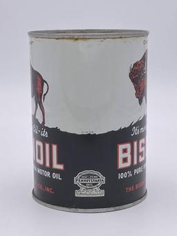 Bisonoil Motor Oil Metal 1 Quart Can TAC 9 & 8.5