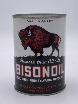 Bisonoil Motor Oil Metal 1 Quart Can TAC 9 & 8.5