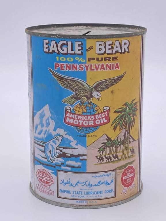 Eagle & Bear Motor Oil 1 Quart Metal Can TAC 8.25