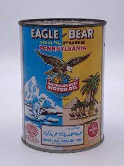 Eagle & Bear Motor Oil 1 Quart Metal Can TAC 8.25