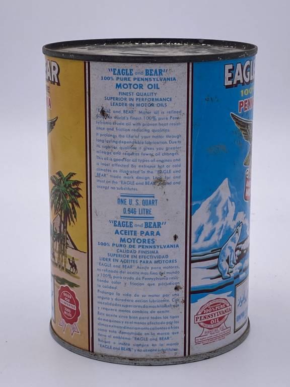 Eagle & Bear Motor Oil 1 Quart Metal Can TAC 8.25