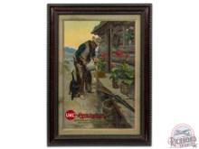 1910 Remington UMC Framed Poster Sign With Cowboy Watering Flowers