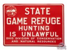 NOS Ohio Division Of Conservation State Game Refuge Embossed Metal Sign