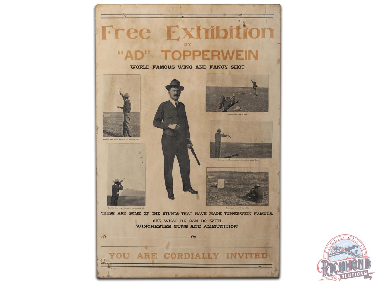 Winchester Free Exhibition By "AD" Topperwein Cardstock Poster Sign