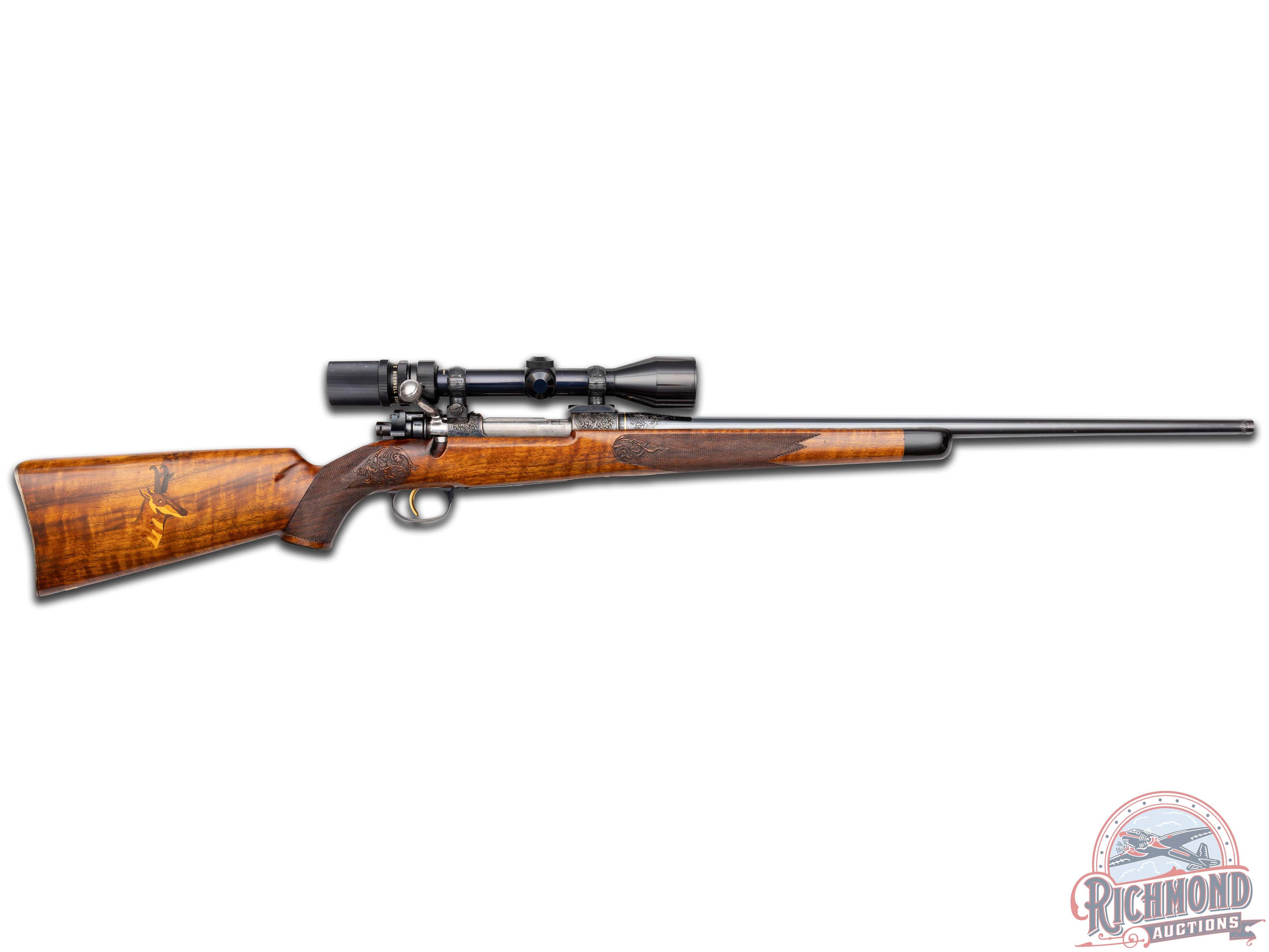 Custom Engraved Mauser 98 by Roy Vail in .270 WIN Bolt Action Rifle with Bushnell Scope