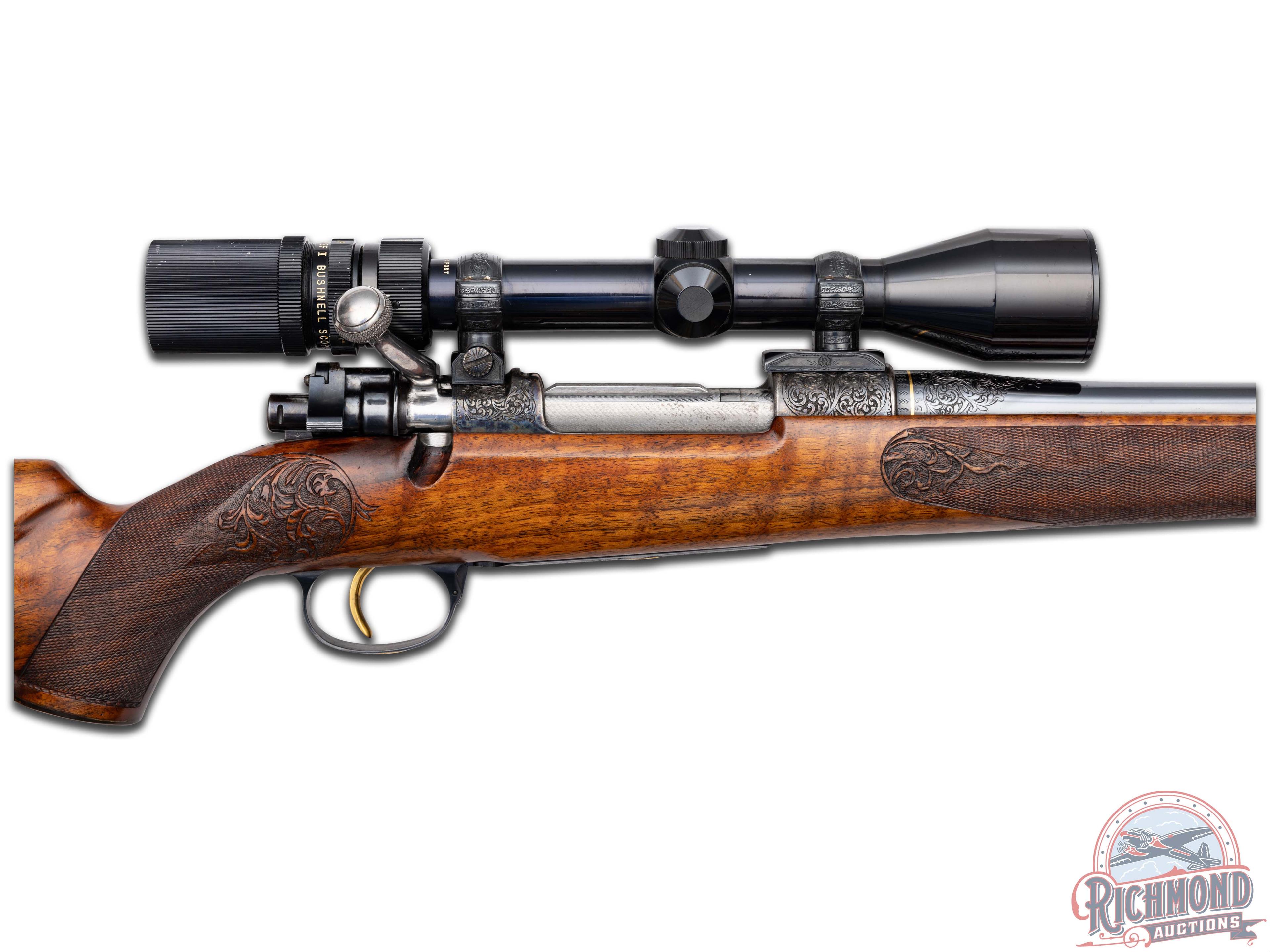 Custom Engraved Mauser 98 by Roy Vail in .270 WIN Bolt Action Rifle with Bushnell Scope