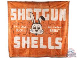 7' Hand Painted Shotgun Shells Canvas Banner With Rabbit