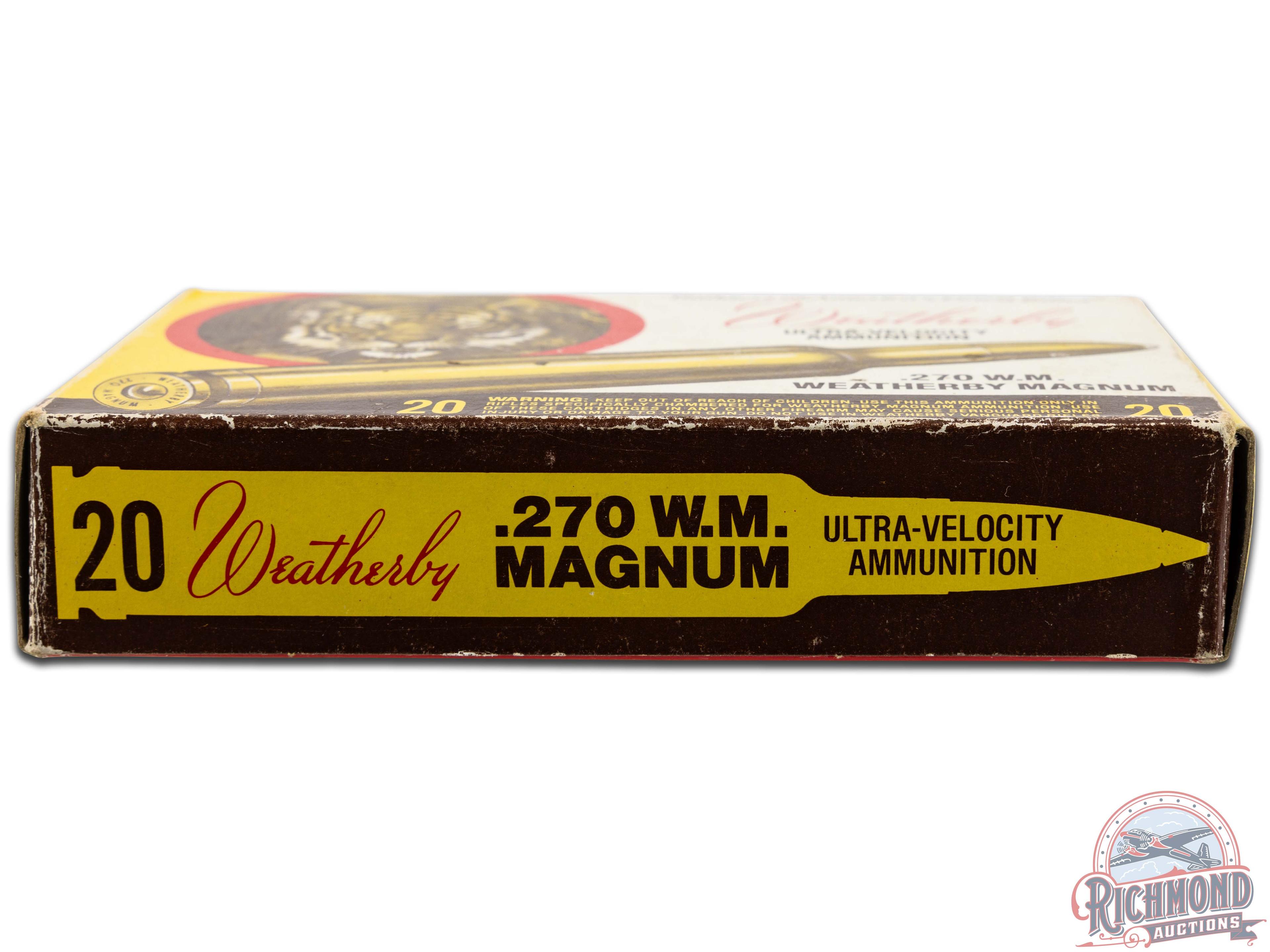 34 Rounds Weatherby .270 WBY Magnum 130 Grain Ammo & 6 Brass Casings