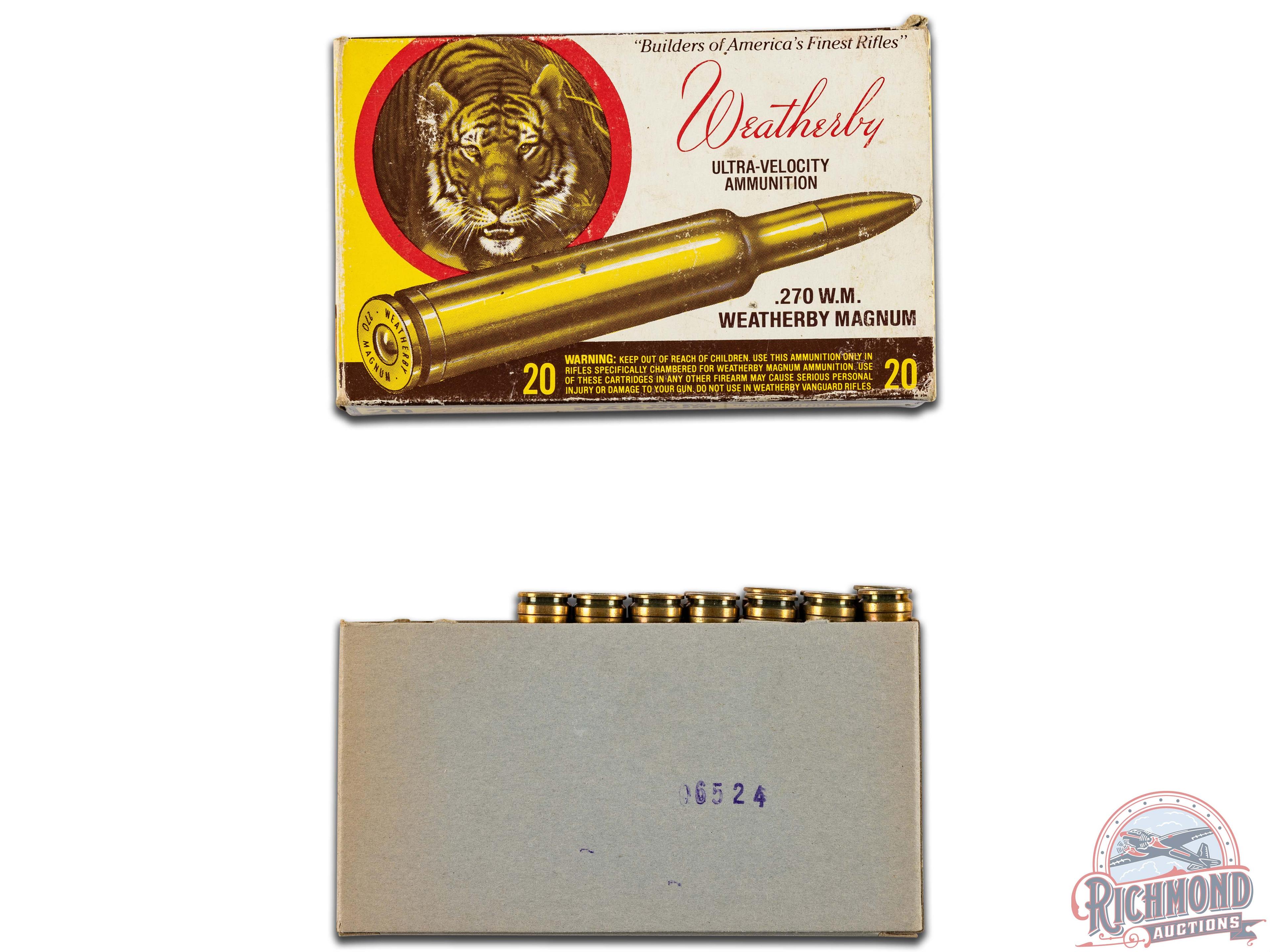 34 Rounds Weatherby .270 WBY Magnum 130 Grain Ammo & 6 Brass Casings