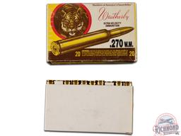 34 Rounds Weatherby .270 WBY Magnum 130 Grain Ammo & 6 Brass Casings