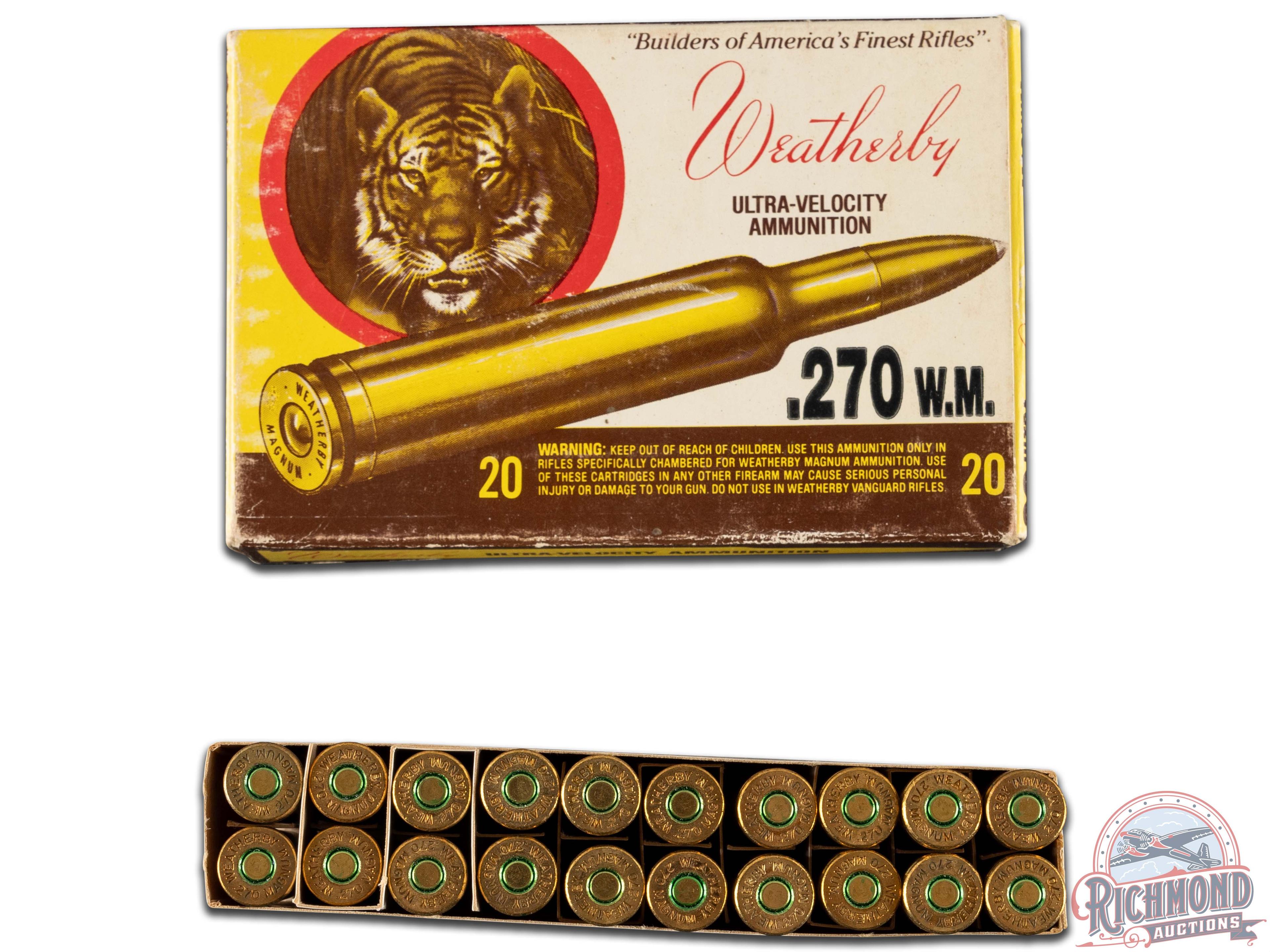 34 Rounds Weatherby .270 WBY Magnum 130 Grain Ammo & 6 Brass Casings