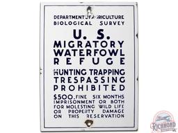Department Of Agriculture U.S. Migratory Waterfowl Refuge Porcelain Sign