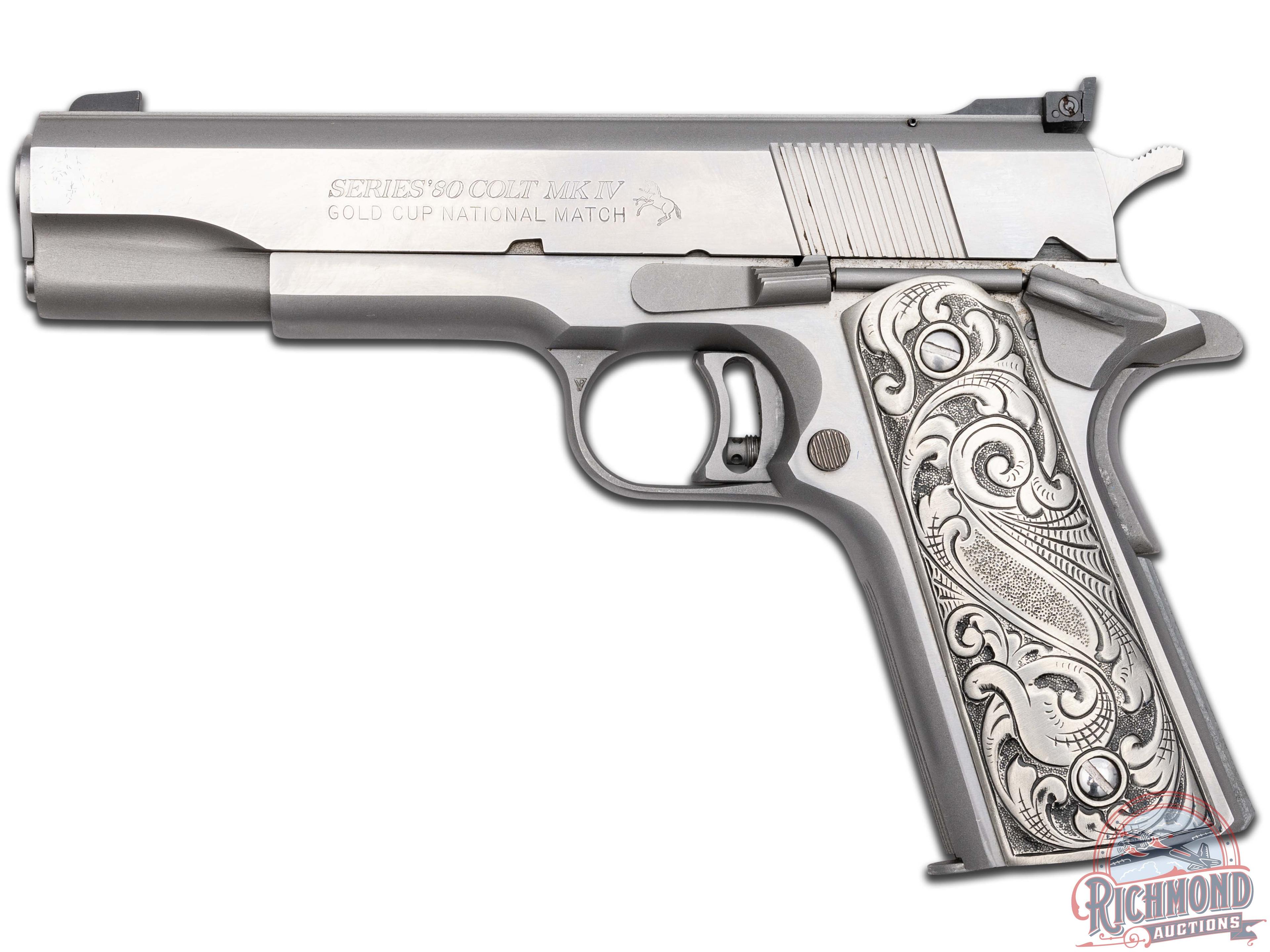 1989 Colt Series 80 MK IV National Match Gold Cup .45 ACP Semi-Auto Custom Grips & Presentation Case