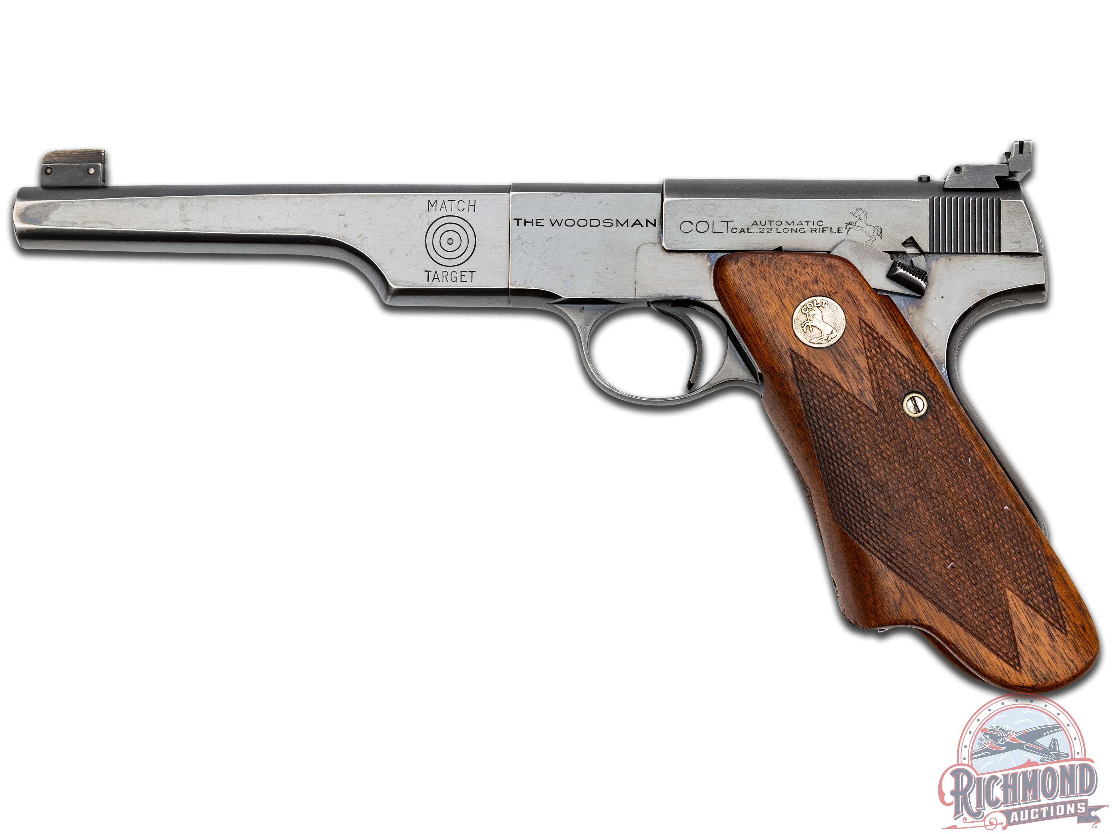 Pre-War 1938 Colt Woodsman Match Target Elephant Ear Grips .22 LR Semi-Auto Pistol in Original Box
