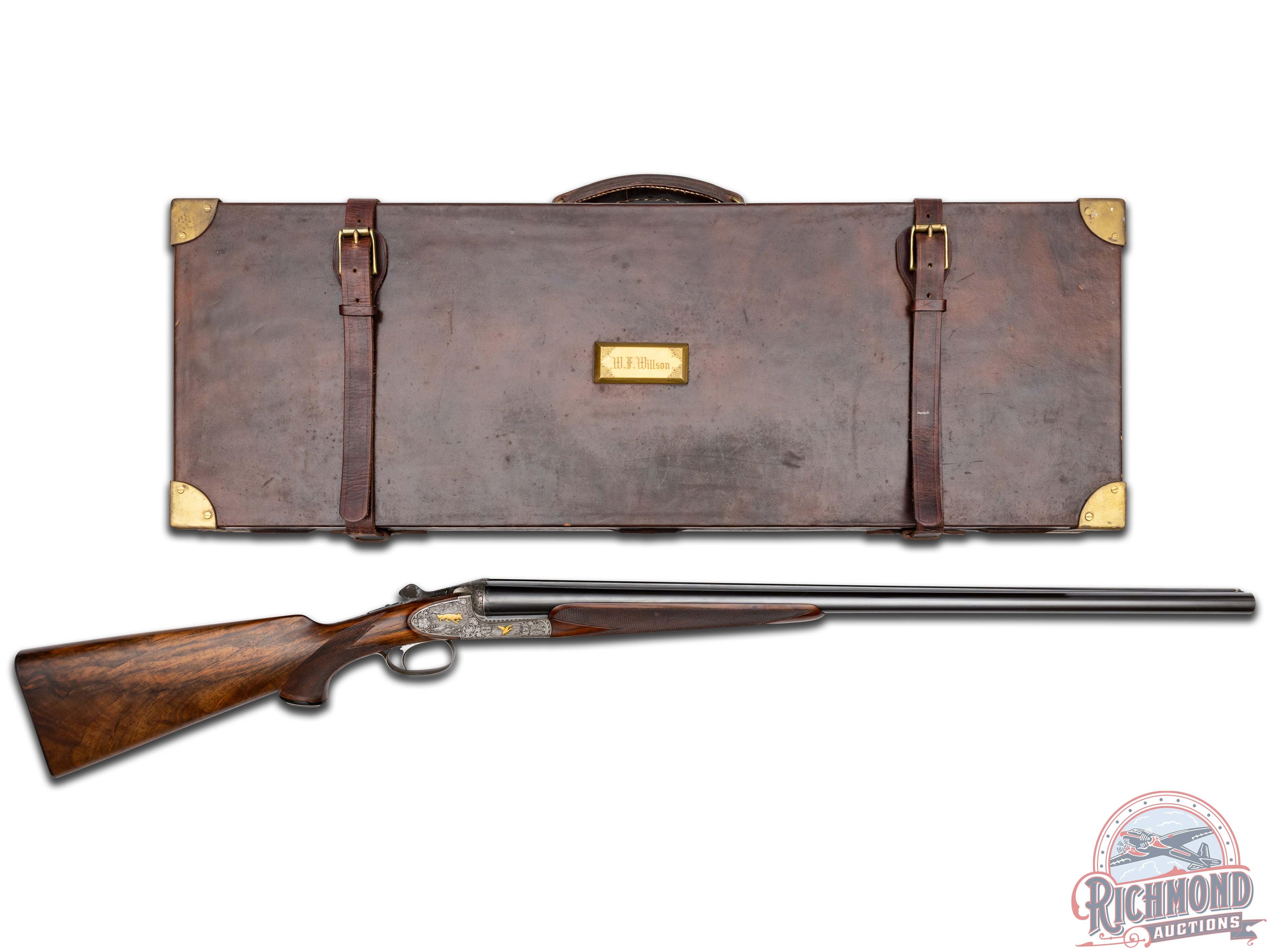 Finely Engraved 1959 Ferlach Sidedplated 12 Gauge Boxlock Double Barrel Game Shotgun with Case