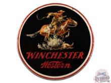 38" Winchester Western Double Sided Metal Hanging Sign With Rider