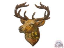 Early Buck Cigar "King Of The Range" Die Cut Embossed Metal Sign