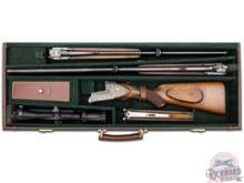 High Grade 1954 Simson Two Barrel Rifle & Shotgun Cased Set 12 Gauge/8.7 JRS w/ Kahles Scope