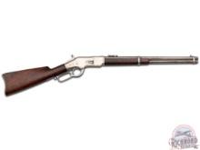 Rare Factory Nickel Winchester 1866 Carbine Saddle Ring Lever Action Rifle in .44 RF - S/N 164514