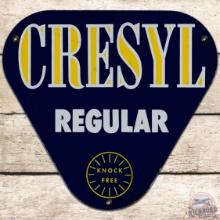 Cresyl Regular Gasoline "Knock Free" SS Porcelain Pump Plate Sign