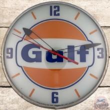 Gulf Service Station 15" PAM Advertising Clock w/ Logo
