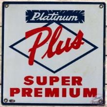 Platinum Plus Super Premium SS Porcelain Gas Pump Plate Sign