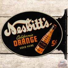 Nesbitt's California Orange Sold Here 5 Cents DS Tin Flange Sign w/ Bottle