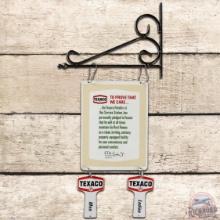 Texaco Service Station Rest Room DS Tin Sign w/ Key Holders & Bracket