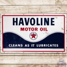 1968 Havoline Motor Oil "Cleans as it Lubricates" SS Tin Sign w/ Logo