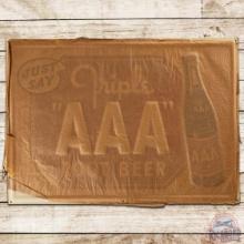 NOS Just Say Triple AAA Root Beer Embossed SST Sign w/ Paper