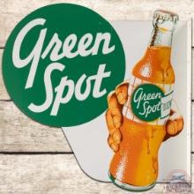 Green Spot Soda DS Tin Flange Sign w/ Bottle & Hand