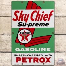 1961 Texaco Sky Chief Supreme Gasoline SSP Pump Plate Sign