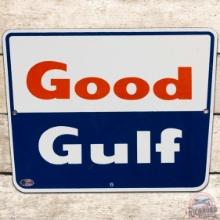 Good Gulf Gasoline SS Porcelain Pump Plate Sign