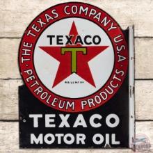 Texaco Motor Oil The Texas Company DS Porcelain Flange Sign