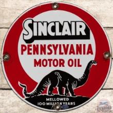 Sinclair Pennsylvania Motor Oil 11" SS Porcelain Sign w/ Black Dino