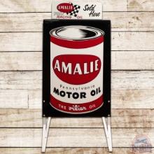 Amalie Motor Oil DS Tin Curb Sign w/ Racing Oil Attachment