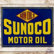 Sunoco Sun Oils Motor Oil DS Porcelain Flange Sign w/ Logo