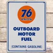 Union 76 Outboard Motor Fuel SS Porcelain Gas Pump Plate Sign