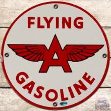 Flying A Gasoline SS Porcelain Pump Plate Sign w/ logo