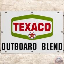 Texaco Outboard Blend SS Porcelain Gas Pump Plate Sign Green