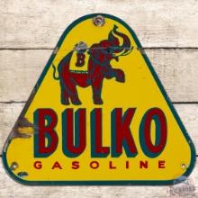 Rare Bulko Gasoline SS Porcelain Pump Plate Sign w/ Elephant