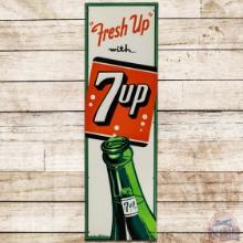 1954 "Fresh Up" with 7up Vertical Emb. SST Sign w/ Bottle