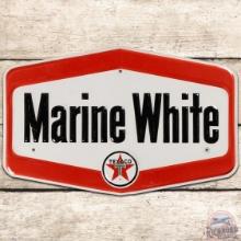 Texaco Marine White Emb. SS Tin Gas Pump Plate Sign w/ Logo