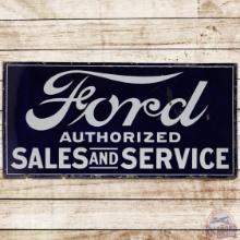 Ford Authorized Sales and Service SS Porcelain Sign