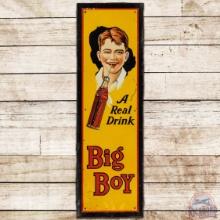 Big Boy "A Real Drink" Vertical SS Tin Sign w/ Boy & Bottle