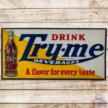 Drink Try Me Beverages Emb. SS Tin Sign w/ Bottle