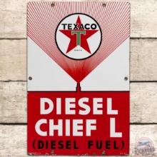 1955 Texaco Diesel Chief L SS Porcelain Gas Pump Plate Sign